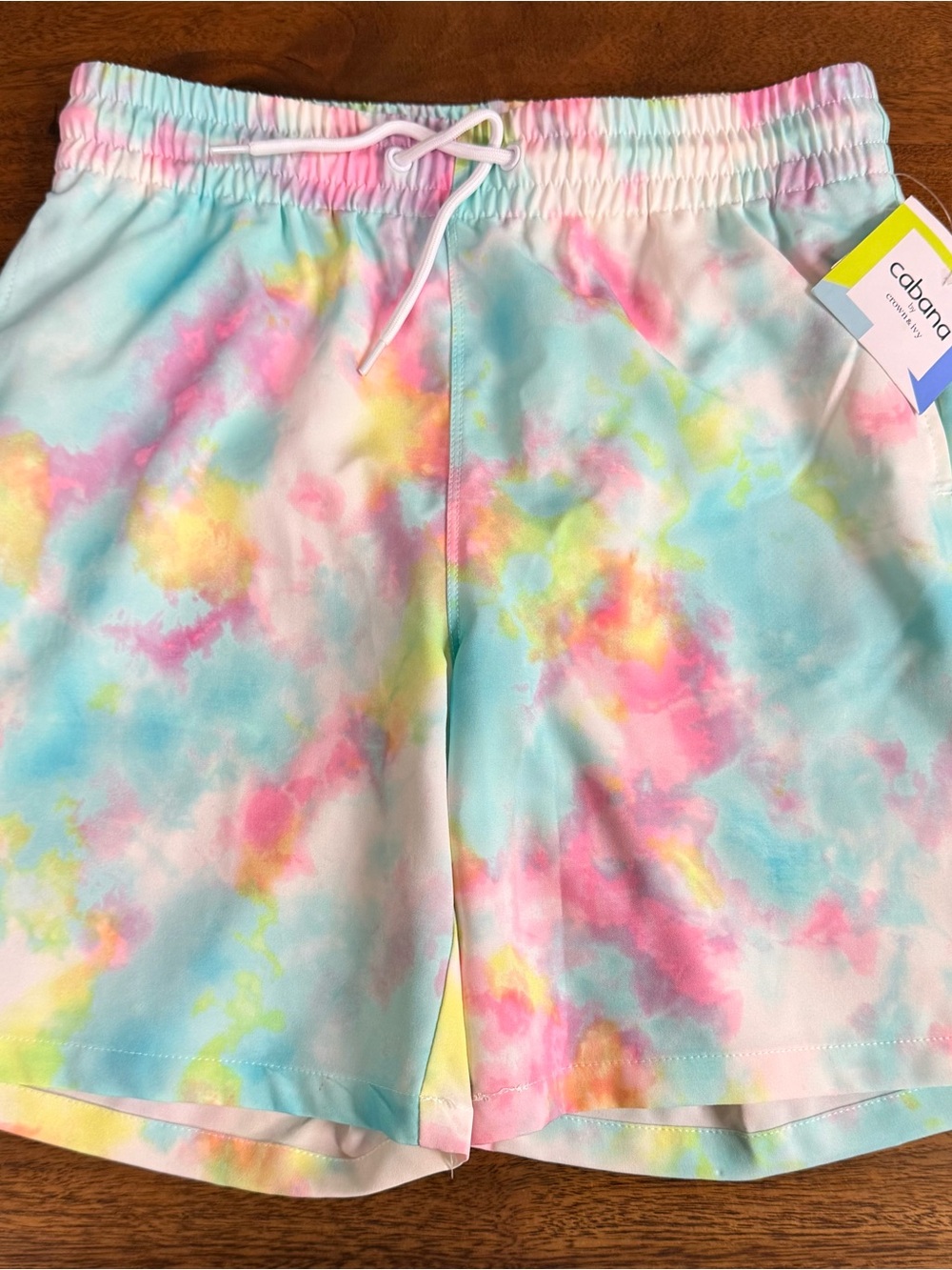 Brand New-crown & ivy Kids Tie-Dye Pastel Swim Trunks - Pink, Blue, Yellow
